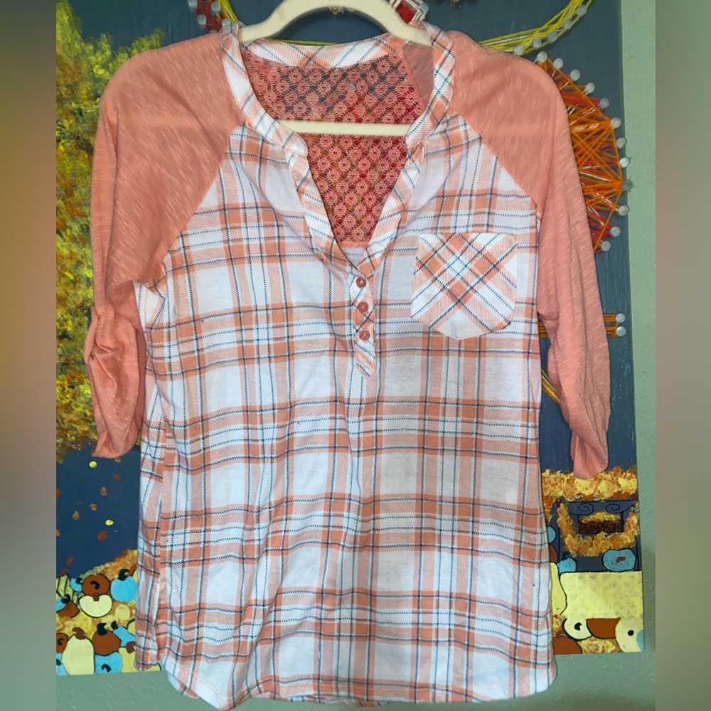 Plaid Raglan Sleeve Top